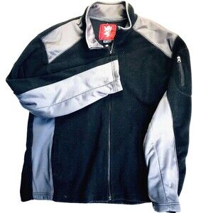 Courage USA Jacket Black Gray Micro Fleece XXL Mens Full Zip Pockets Skateboard